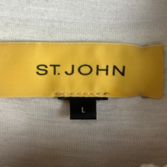 St. John Vest Womens Large Cream Cable Knit Wool Snap Front Ruffle Collar Lined - Picture 3 of 16